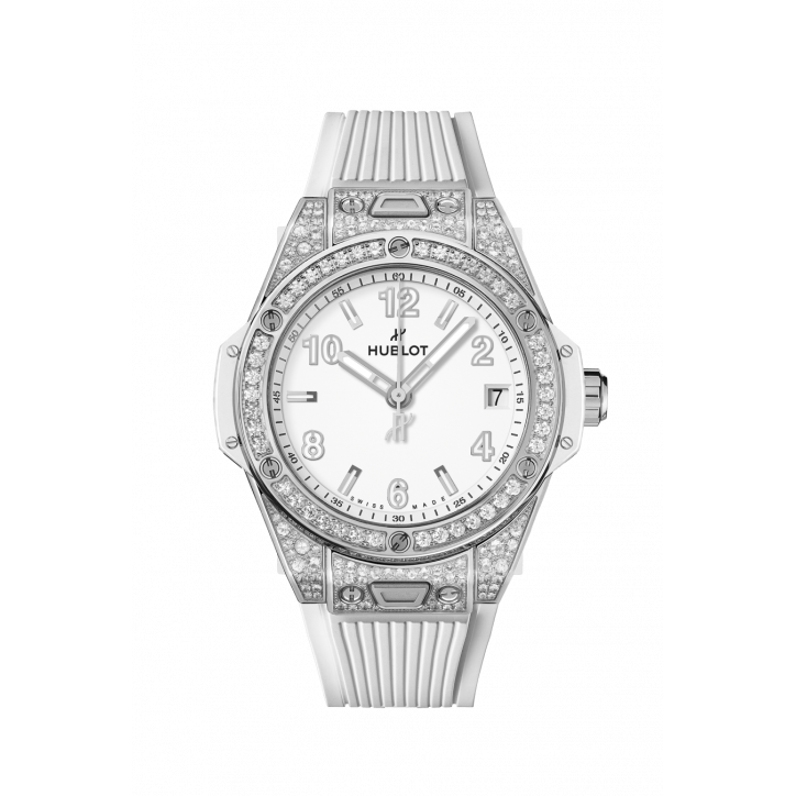 Big Bang One Click Steel White Pavé 39 mm