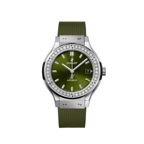 Classic Fusion Titanium Green Diamonds 38 mm