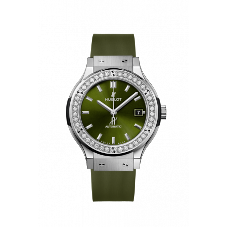 Classic Fusion Titanium Green Diamonds 38 mm