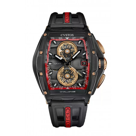 Chrono GMT Black Steel/Red Dial