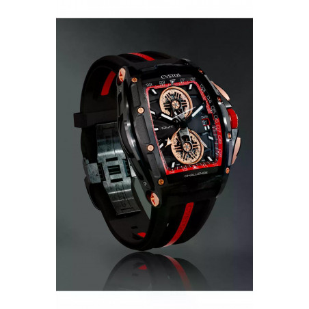 Chrono GMT Black Steel/Red Dial