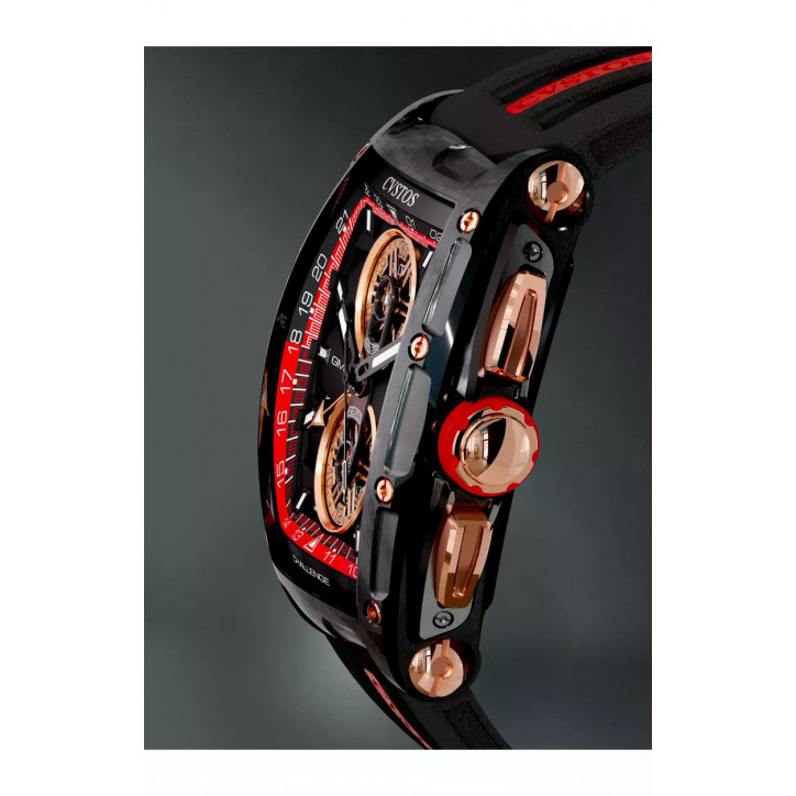 Chrono GMT Black Steel/Red Dial