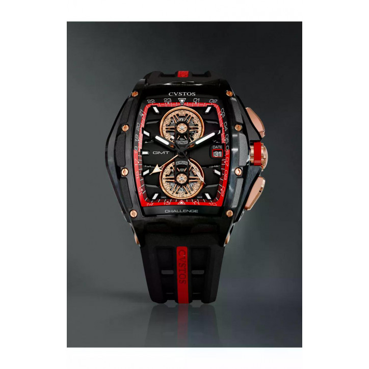 Chrono GMT Black Steel/Red Dial