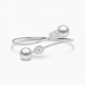 Starlight 18K Gold Twin South Sea Pearls and Diamond Bangle