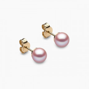 Classic 18K Gold Pink Freshwater Pearl Stud Earrings