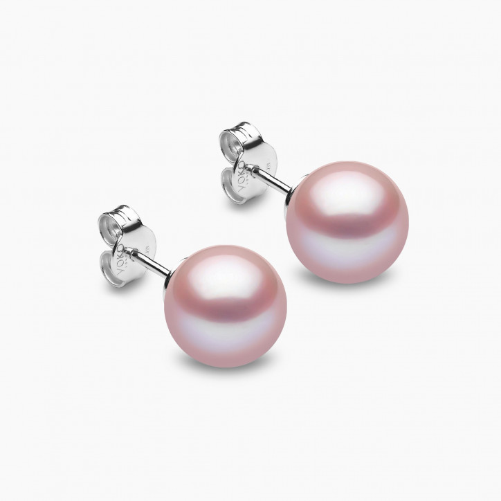 Classic 18K Gold Pink Freshwater Pearl Stud Earrings