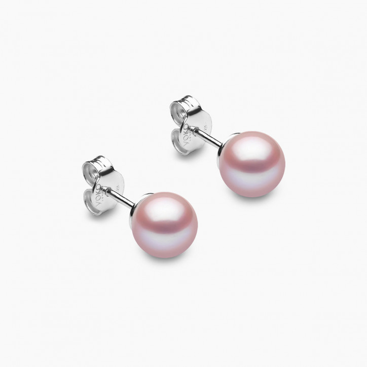 Classic 18K Gold Pink Freshwater Pearl Stud Earrings