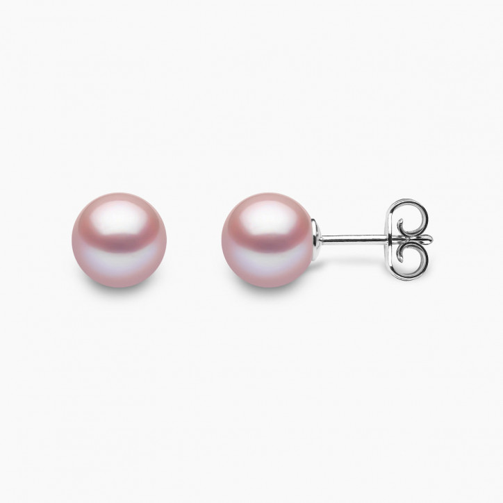 Classic 18K Gold Pink Freshwater Pearl Stud Earrings