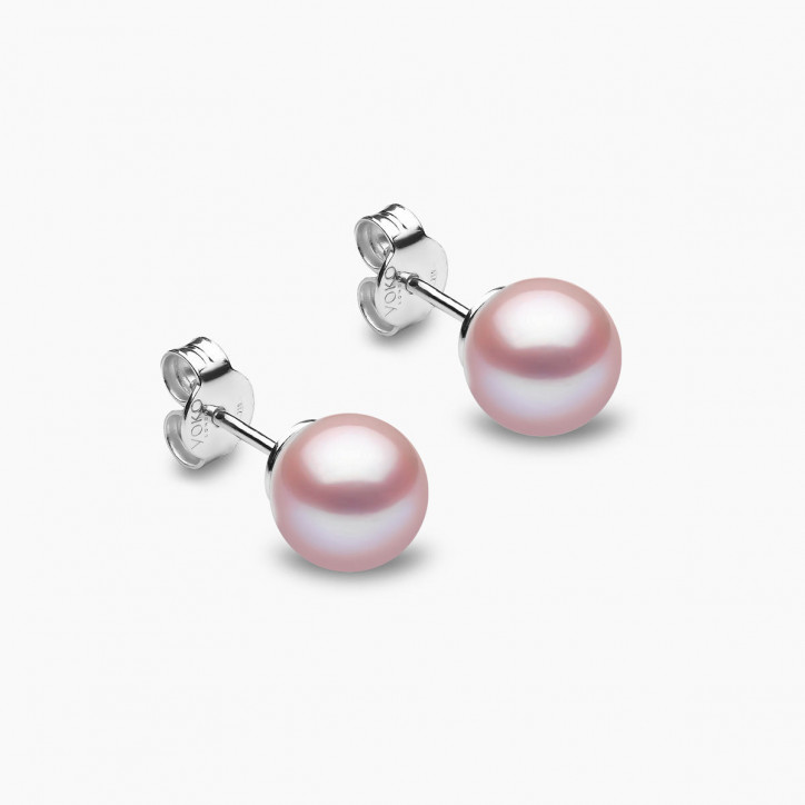 Classic 18K Gold Pink Freshwater Pearl Stud Earrings