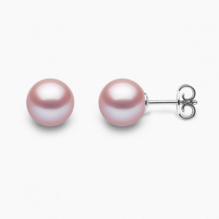 Classic 18K Gold Pink Freshwater Pearl Stud Earrings