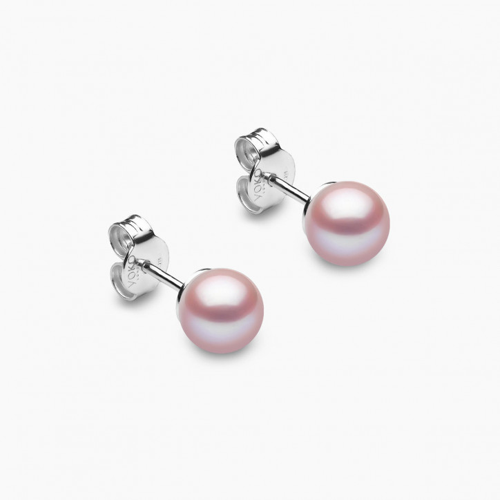 Classic 18K Gold Pink Freshwater Pearl Stud Earrings