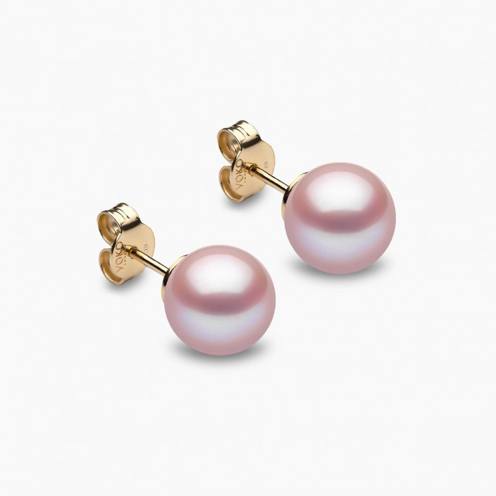 Classic 18K Gold Pink Freshwater Pearl Stud Earrings