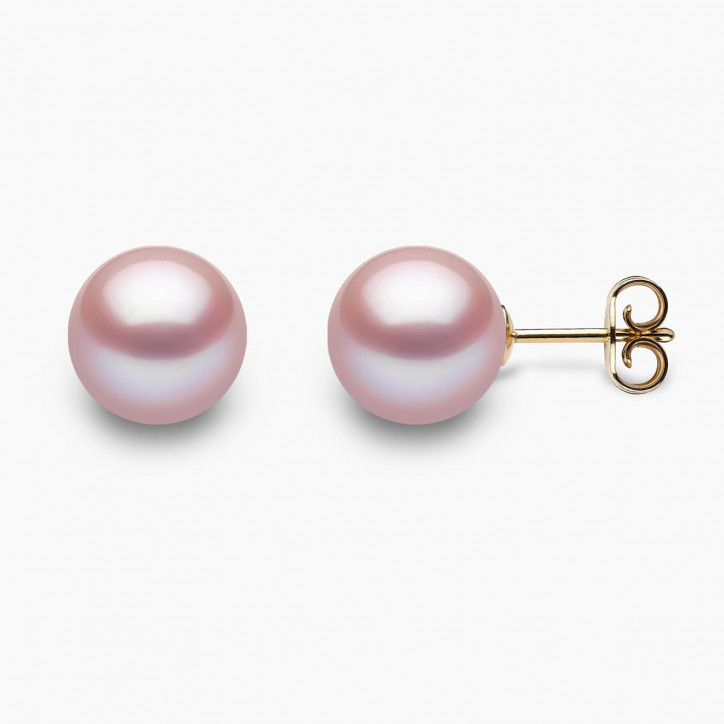 Classic 18K Gold Pink Freshwater Pearl Stud Earrings