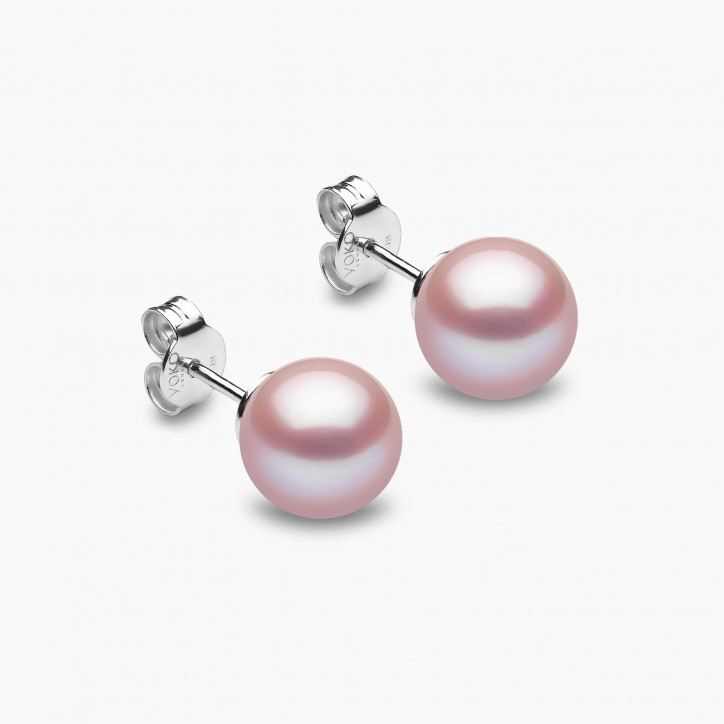 Classic 18K Gold Pink Freshwater Pearl Stud Earrings