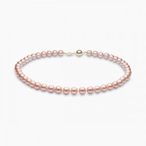 Classic 18K Gold Freshwater Pink Pearl Necklace