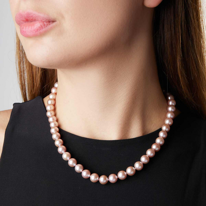 Classic 18K Gold Freshwater Pink Pearl Necklace