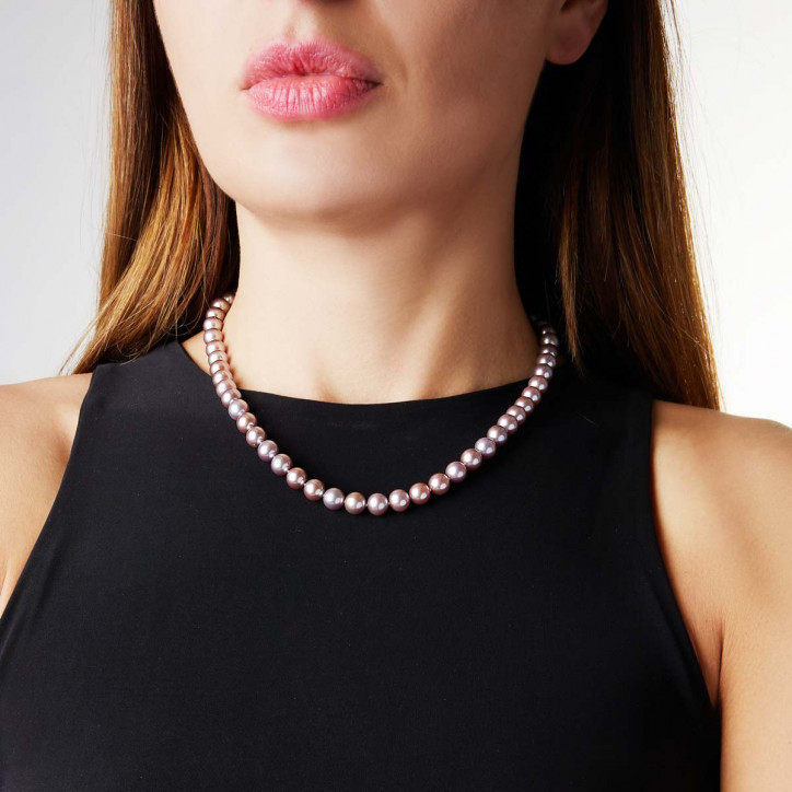 Classic 18K Gold Freshwater Pink Pearl Necklace