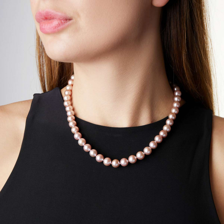 Classic 18K Gold Freshwater Pink Pearl Necklace