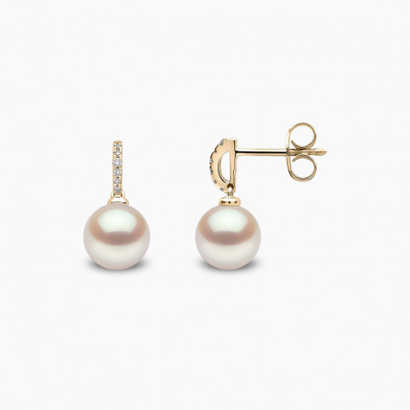 Classic 18K Gold Freshwater Pearl and Diamond Earrings