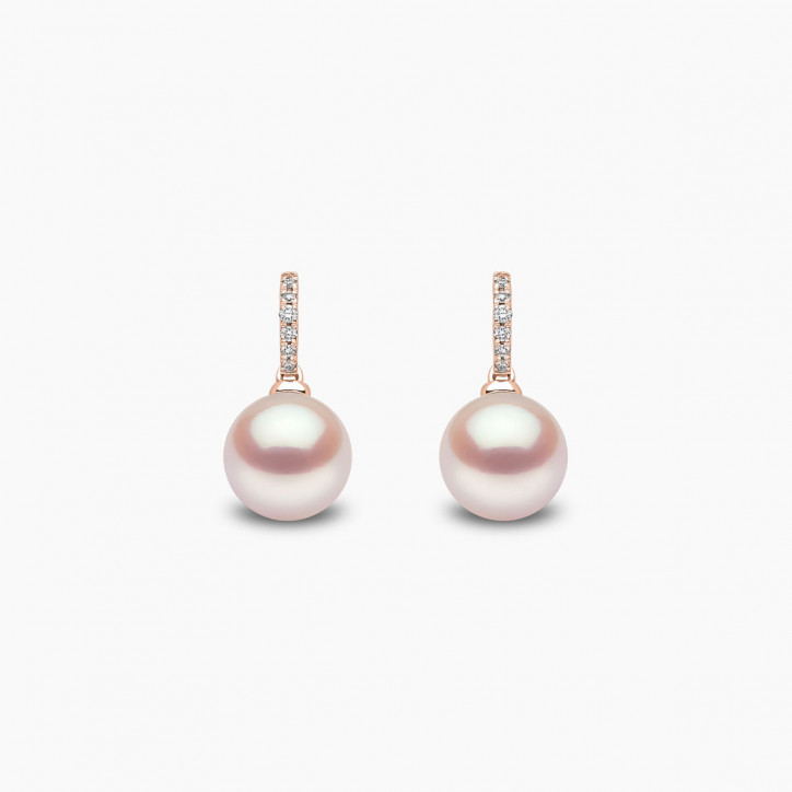 Classic 18K Gold Freshwater Pearl and Diamond Earrings