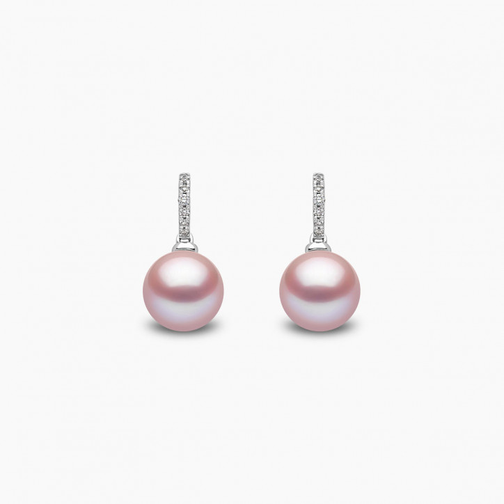 Classic 18K Gold Freshwater Pearl and Diamond Earrings