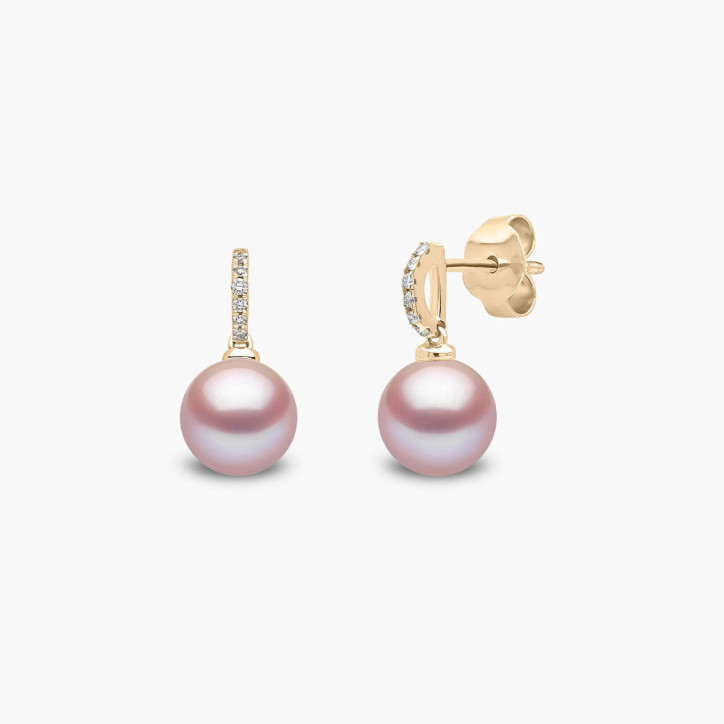 Classic 18K Gold Freshwater Pearl and Diamond Earrings