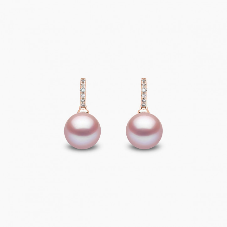 Classic 18K Gold Freshwater Pearl and Diamond Earrings