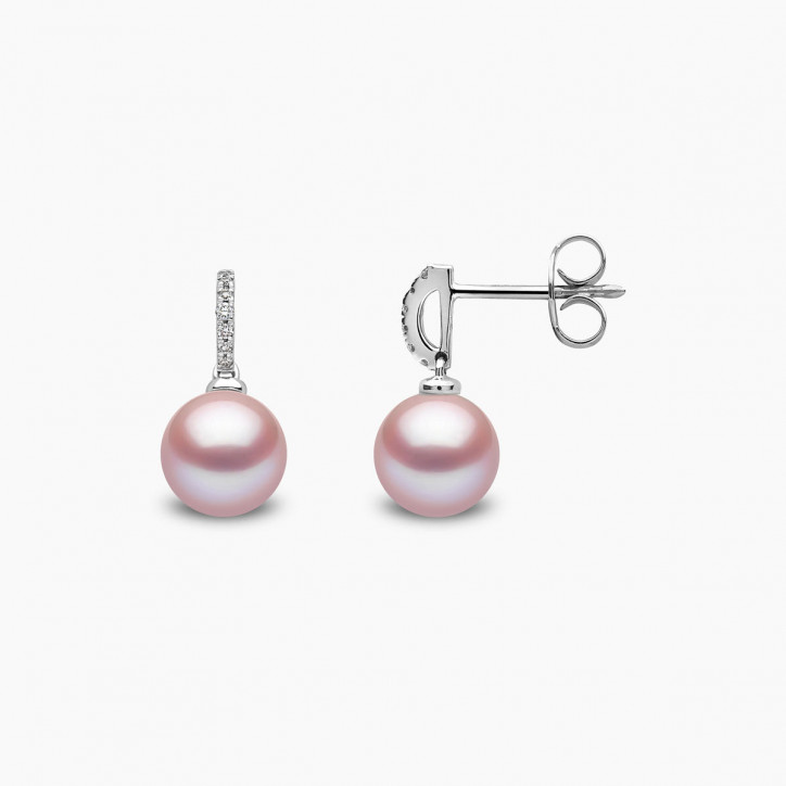 Classic 18K Gold Freshwater Pearl and Diamond Earrings