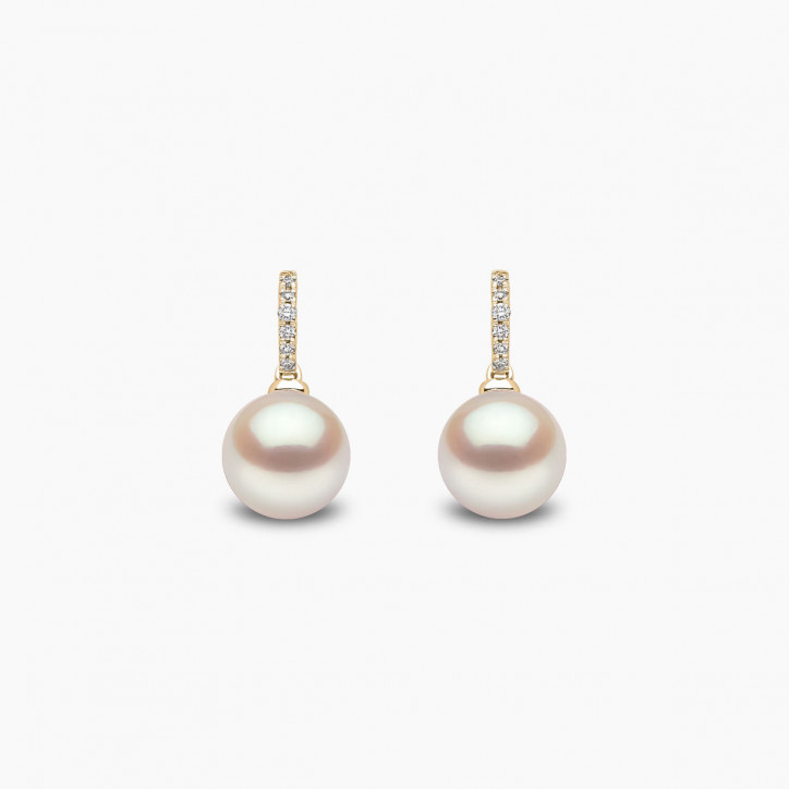 Classic 18K Gold Freshwater Pearl and Diamond Earrings