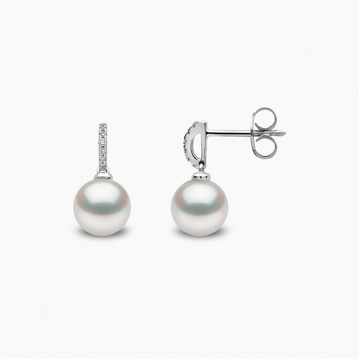 Classic 18K Gold Freshwater Pearl and Diamond Earrings