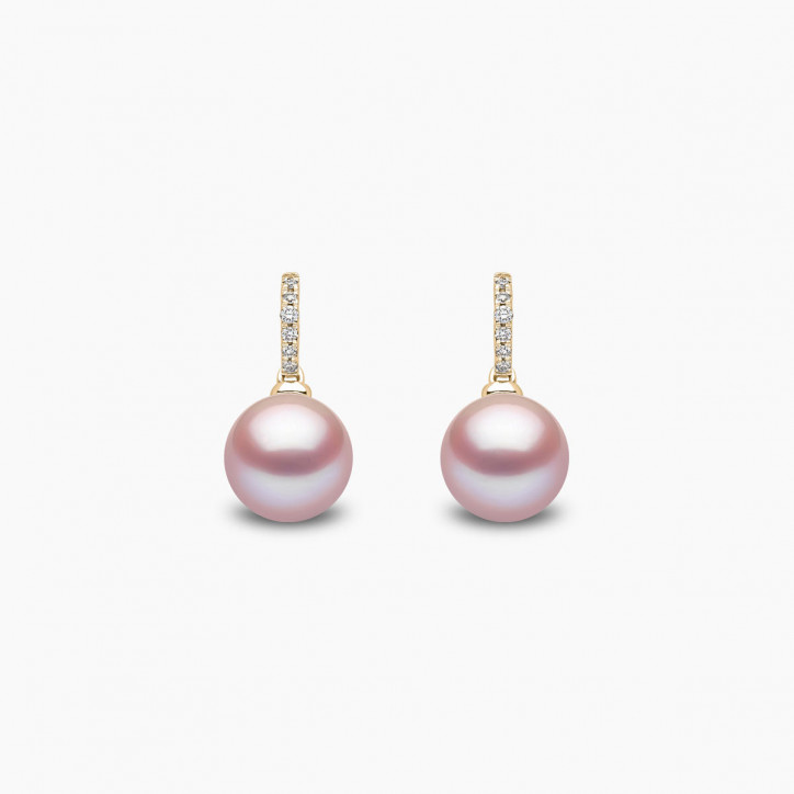 Classic 18K Gold Freshwater Pearl and Diamond Earrings