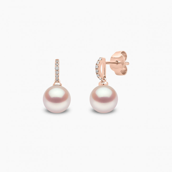 Classic 18K Gold Freshwater Pearl and Diamond Earrings