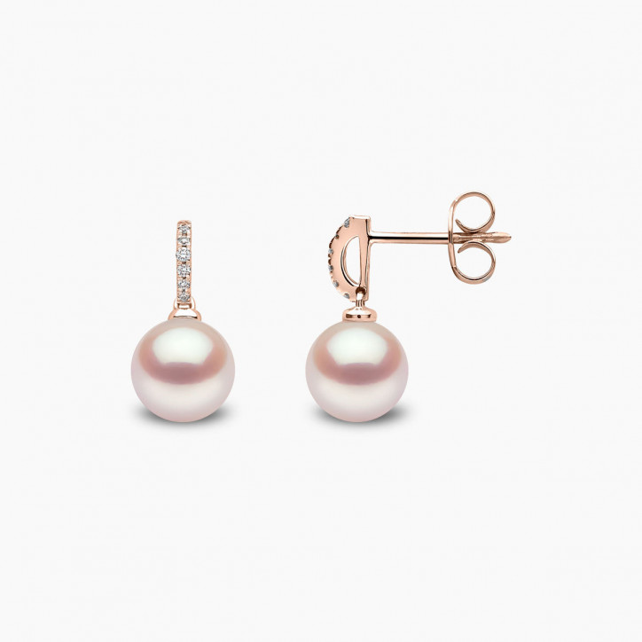 Classic 18K Gold Freshwater Pearl and Diamond Earrings