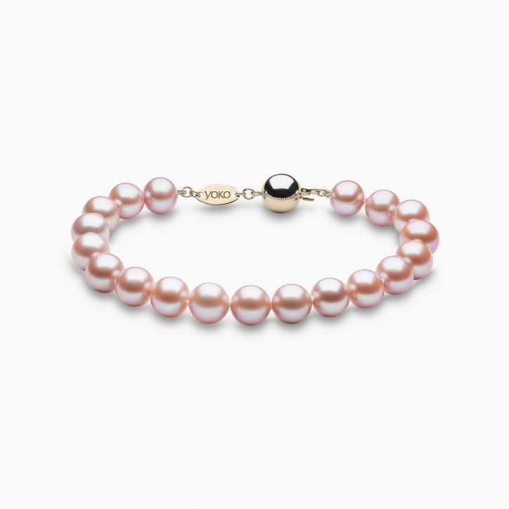 Classic 18K Gold Pink Freshwater Pearl Bracelet