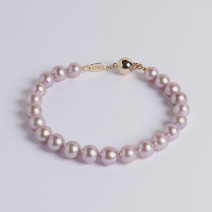 Classic 18K Gold Pink Freshwater Pearl Bracelet