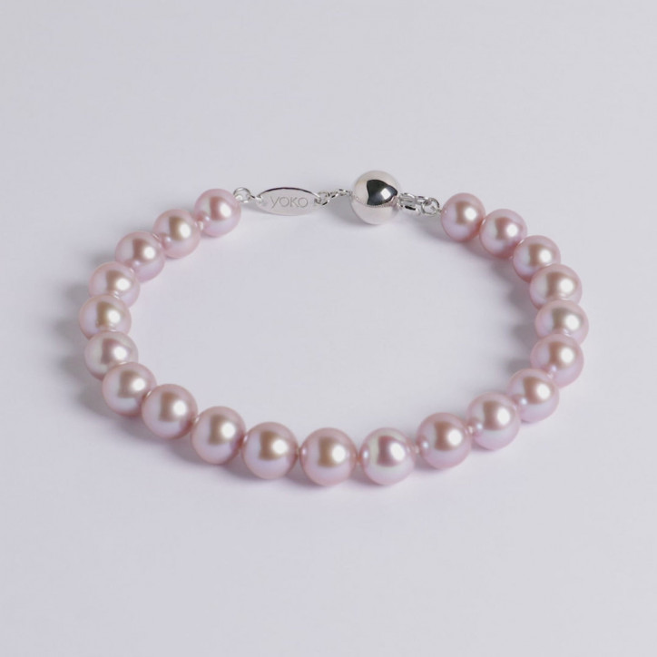 Classic 18K Gold Pink Freshwater Pearl Bracelet