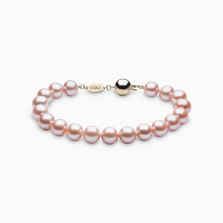 Classic 18K Gold Pink Freshwater Pearl Bracelet