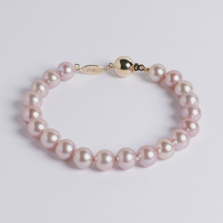 Classic 18K Gold Pink Freshwater Pearl Bracelet