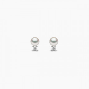 Trend 18K Gold Freshwater Pearl And Diamond Petite Stud Earrings