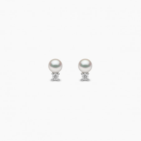 Trend 18K Gold Freshwater Pearl And Diamond Petite Stud Earrings