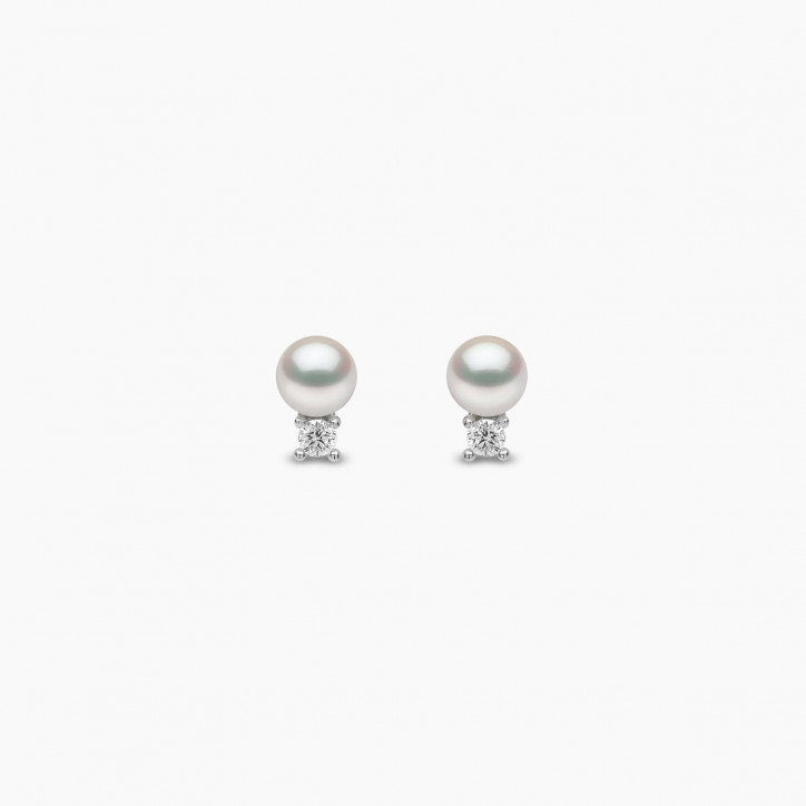 Trend 18K Gold Freshwater Pearl And Diamond Petite Stud Earrings