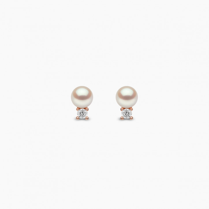 Trend 18K Gold Freshwater Pearl And Diamond Petite Stud Earrings