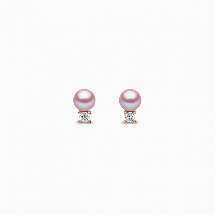 Trend 18K Gold Freshwater Pearl And Diamond Petite Stud Earrings