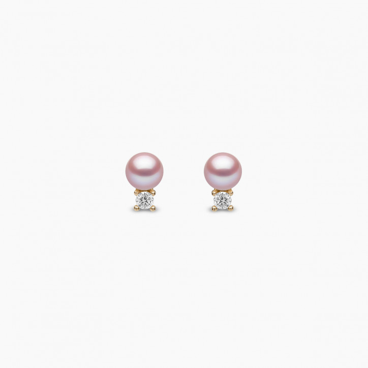 Trend 18K Gold Freshwater Pearl And Diamond Petite Stud Earrings