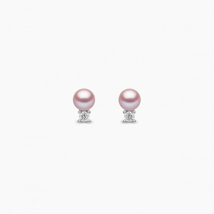 Trend 18K Gold Freshwater Pearl And Diamond Petite Stud Earrings