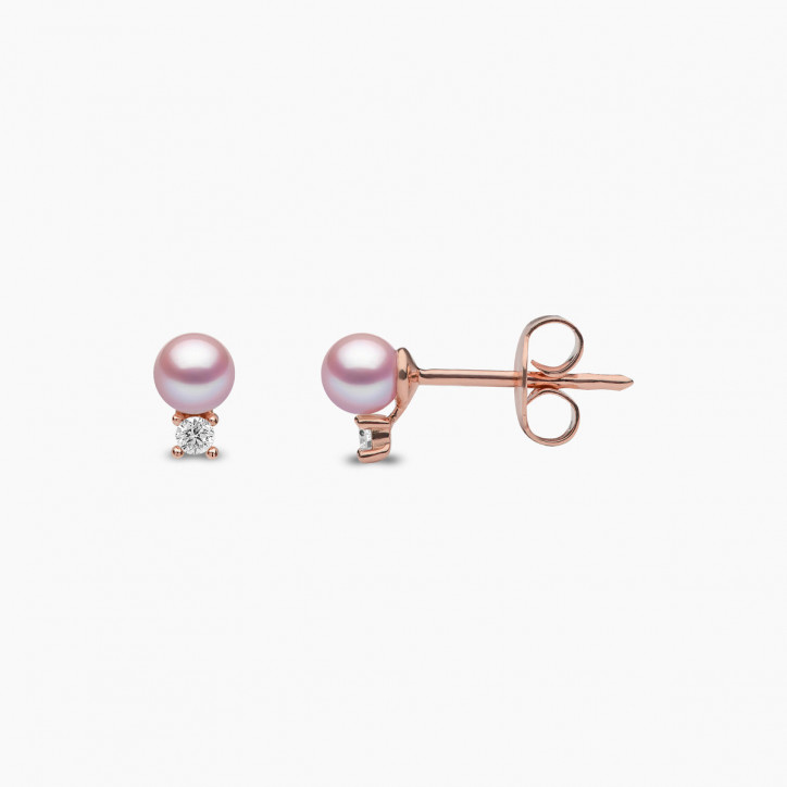 Trend 18K Gold Freshwater Pearl And Diamond Petite Stud Earrings