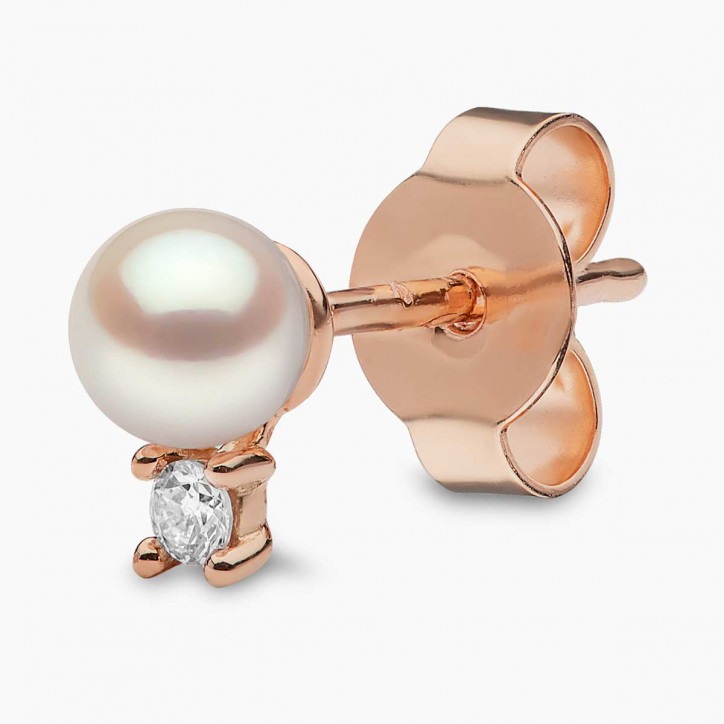 Trend 18K Gold Freshwater Pearl And Diamond Petite Stud Earrings