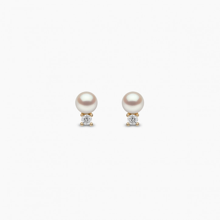 Trend 18K Gold Freshwater Pearl And Diamond Petite Stud Earrings