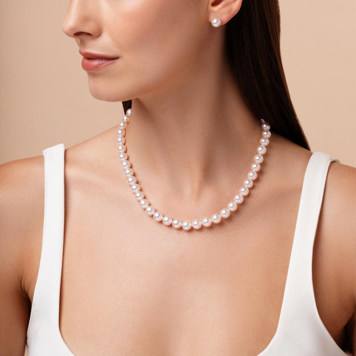 Classic 18K Gold AA Akoya Pearl Necklace