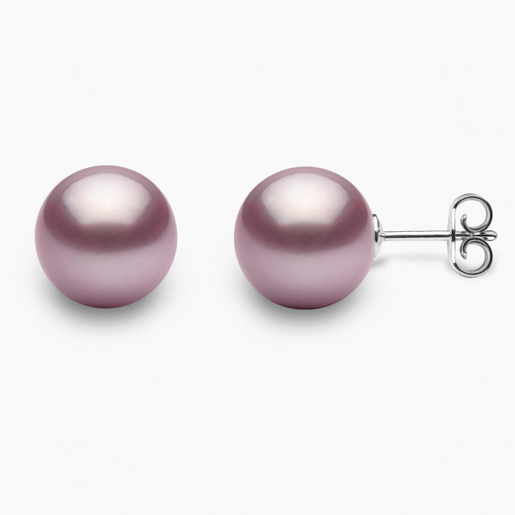 Classic 18K Gold Large Pink Freshwater Pearl Stud Earrings